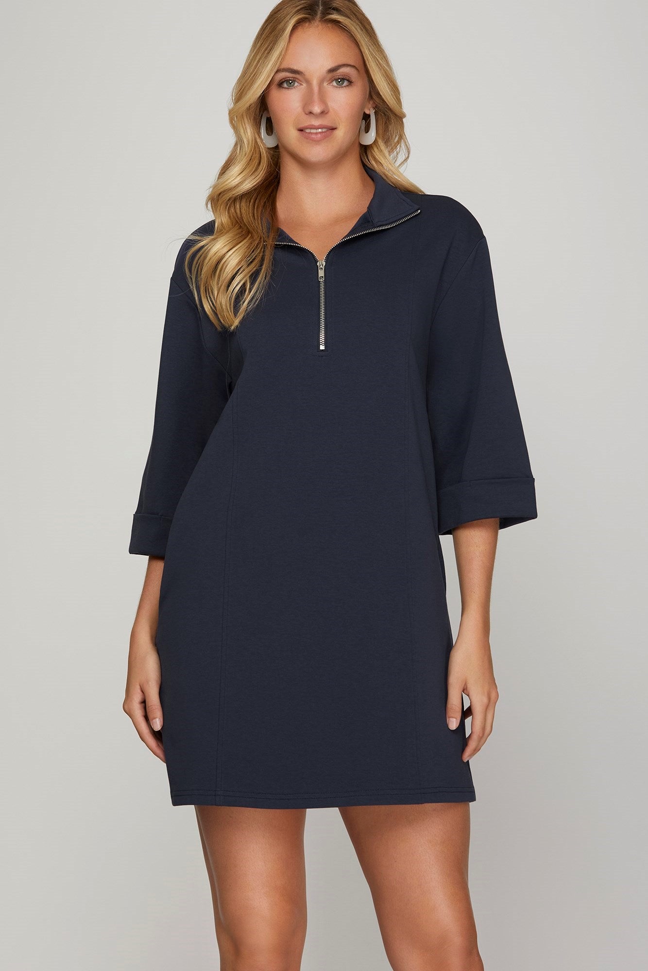 Bailey Scuba Half Zip Dress Navy