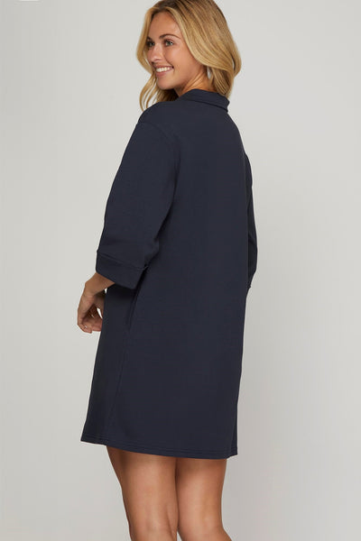 Bailey Scuba Half Zip Dress Navy