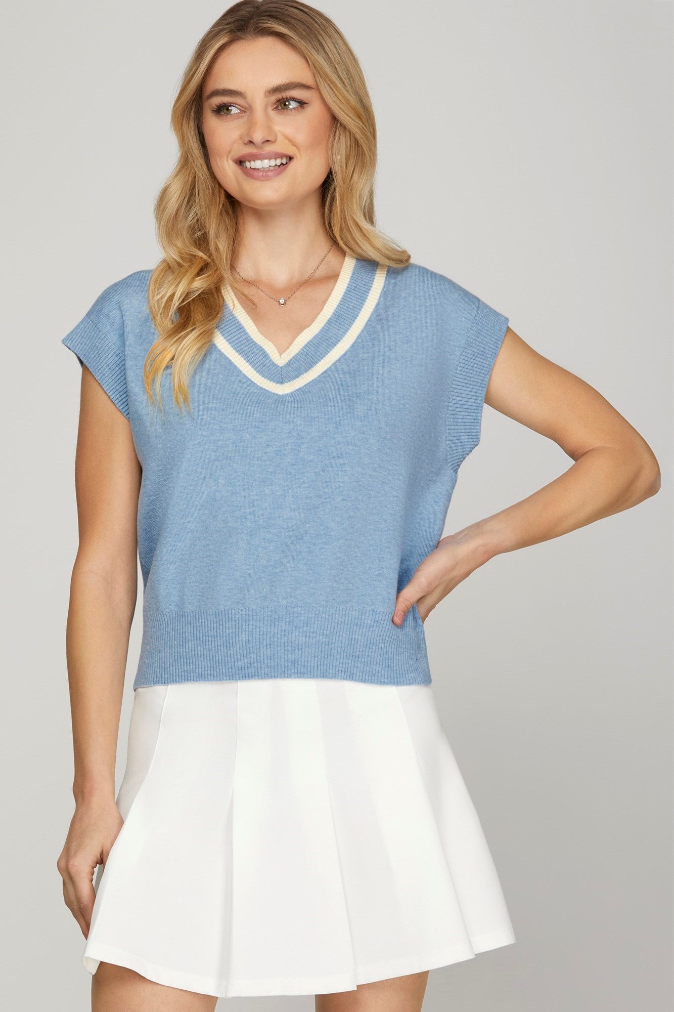 Miranda V-Neck Contrasting Sweater Vest