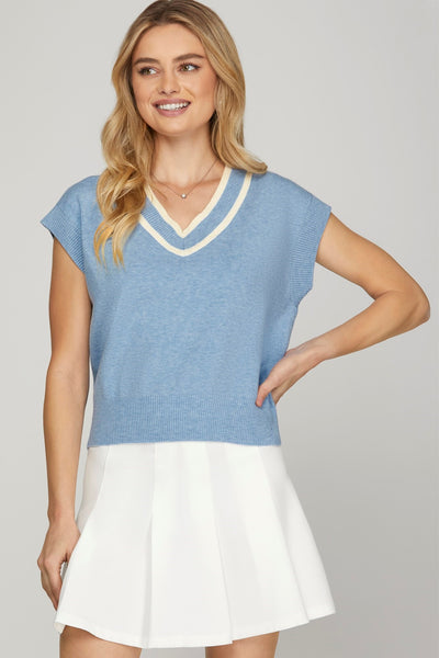 Miranda V-Neck Contrasting Sweater Vest