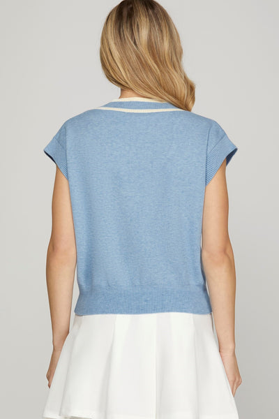 Miranda V-Neck Contrasting Sweater Vest