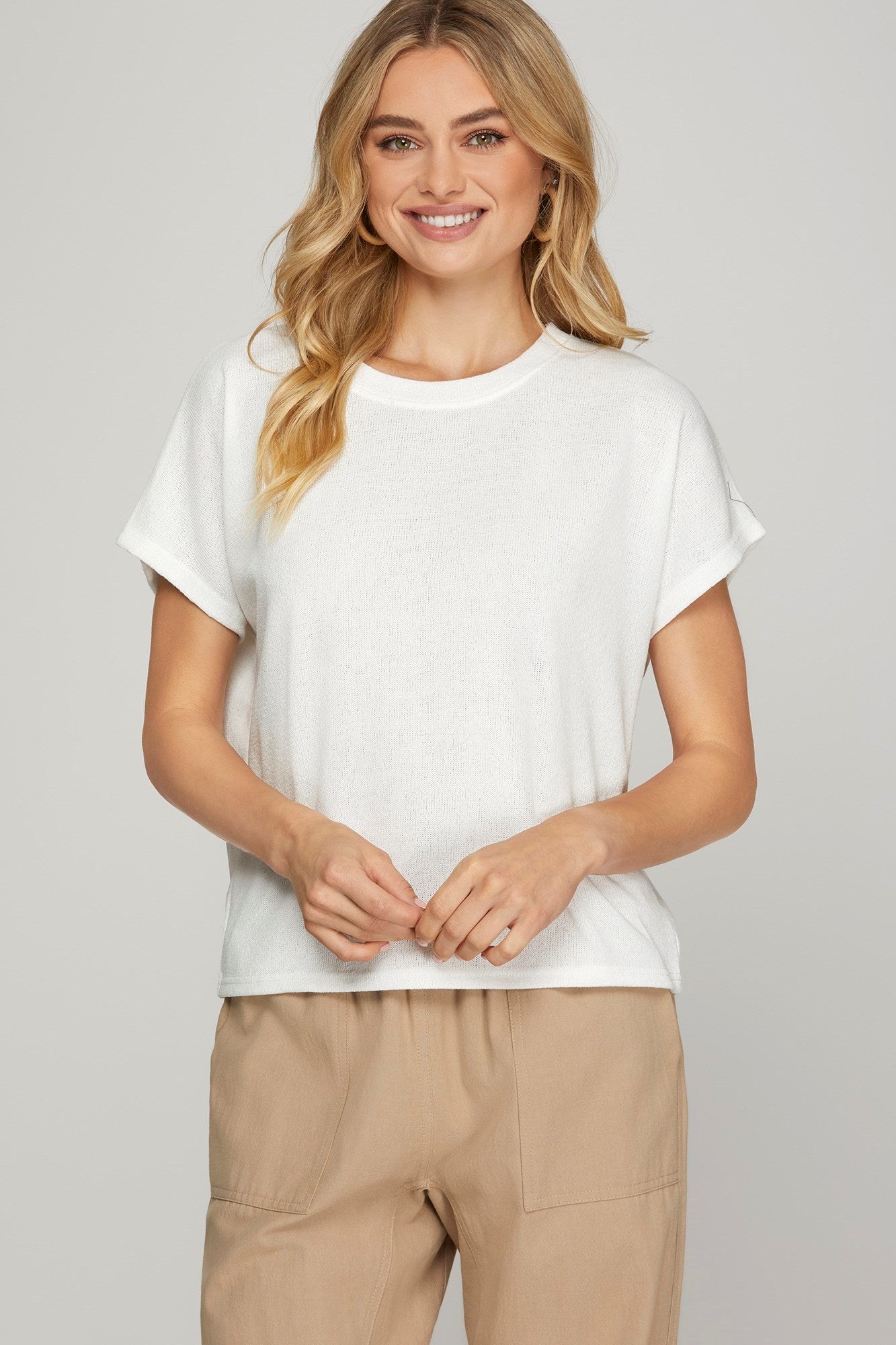 Danna Drop Sleeve Knit Top White