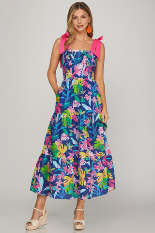 June Printed Maxi Dress Blue