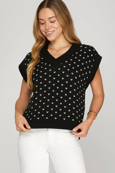 Mini Hearts V-Neck Sweater Vest