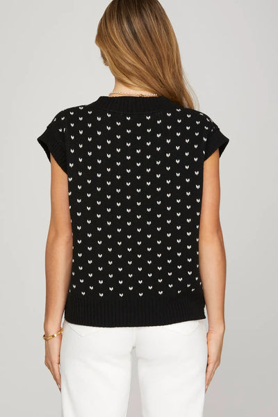 Mini Hearts V-Neck Sweater Vest