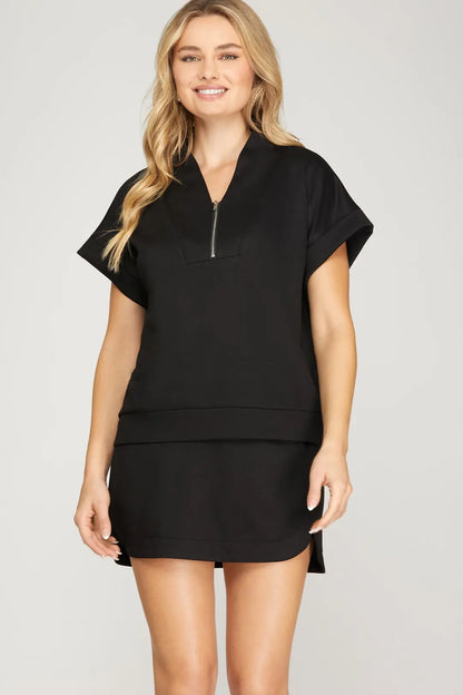 Sophie High-Waist A-Line Skort with Pockets – Black