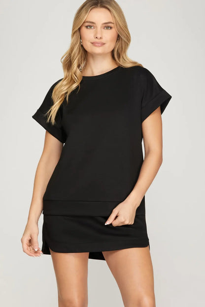Sophie High-Waist A-Line Skort with Pockets – Black