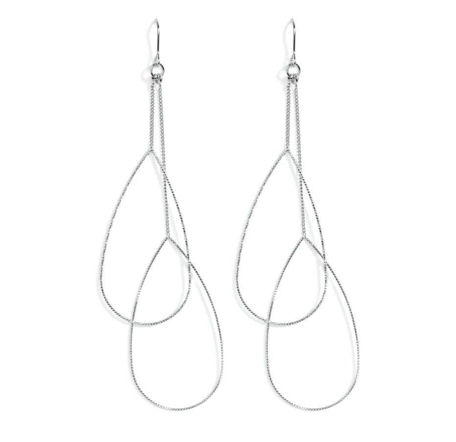 Long Teardrop Earrings Silver