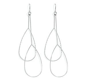 Long Teardrop Earrings Silver