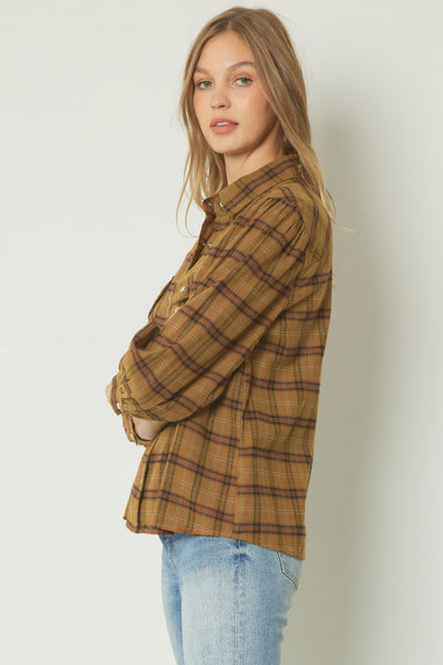 Rey Rust & Camel Plaid Flannel