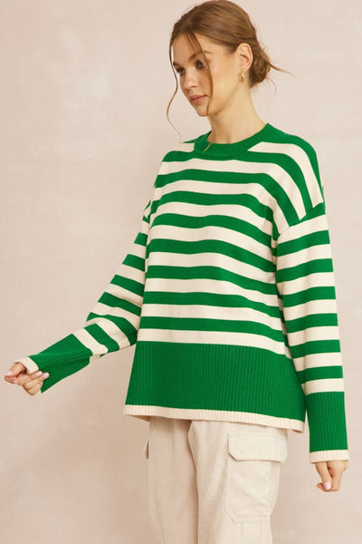 Oversized Stripe Sweater Green