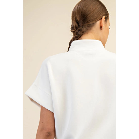 Luxe Lounge 1/4 Zip Short Sleeve Top Cream