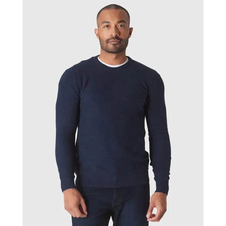Crew Neck Pique Sweater Navy