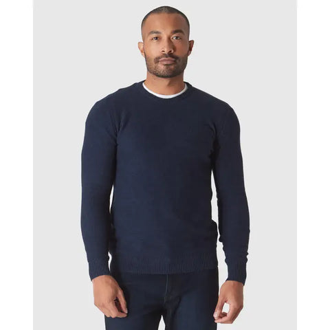 Crew Neck Pique Sweater Navy