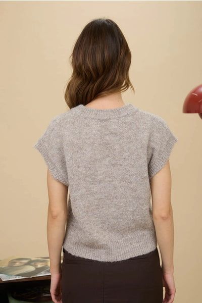 Argyle V Neck Sweater Vest Taupe