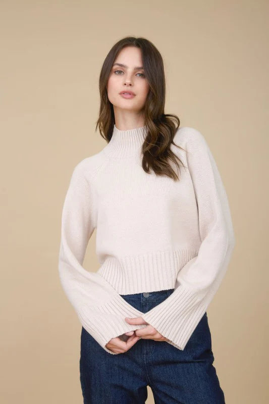 Malia Mock Neck Cropped Sweater Cream