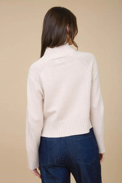 Malia Mock Neck Cropped Sweater Cream