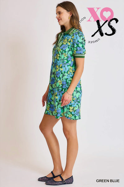 Kendra Floral Polo Dress Green