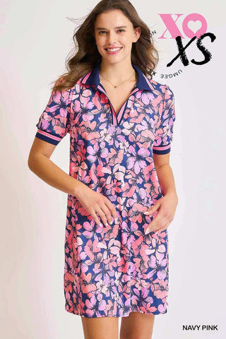 Kendra Floral Polo Dress Navy