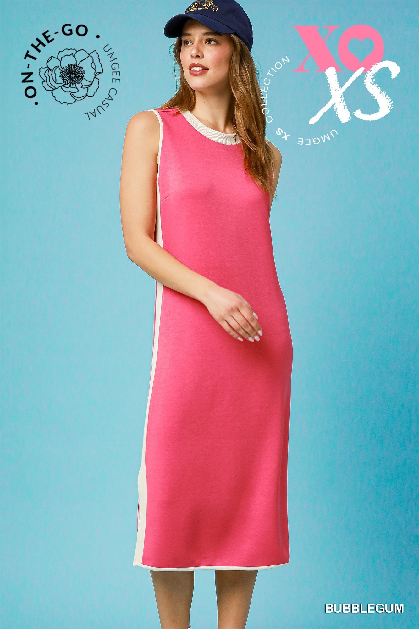 Faye Sporty Midi Dress Bubble Gum
