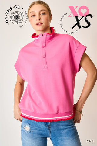 Ashlyn Luxeknit Ruffle Trim Pullover Pink