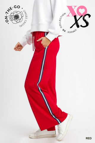 Kiley Wide Leg Track Pants Red