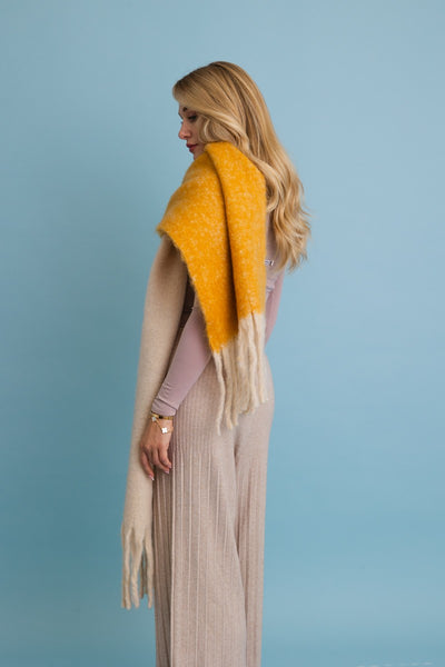 Cozy Two Tone Tassel Scarf Mustard