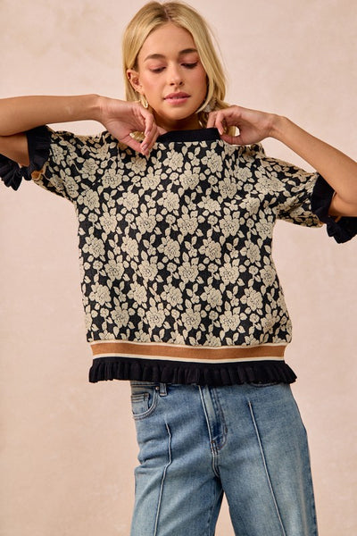 Textured Rose Knit Top