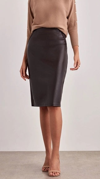 Faux Leather & Ponte Skirt