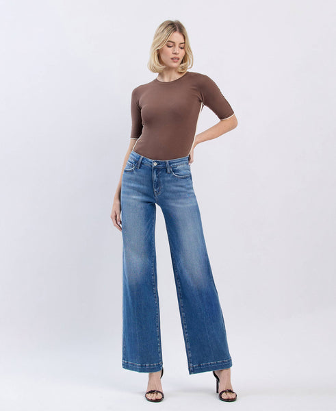 Flying Monkey High Rise Trouser Hem Jeans F5990