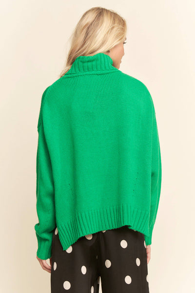 Cozy Oversized Turtleneck Sweater Green