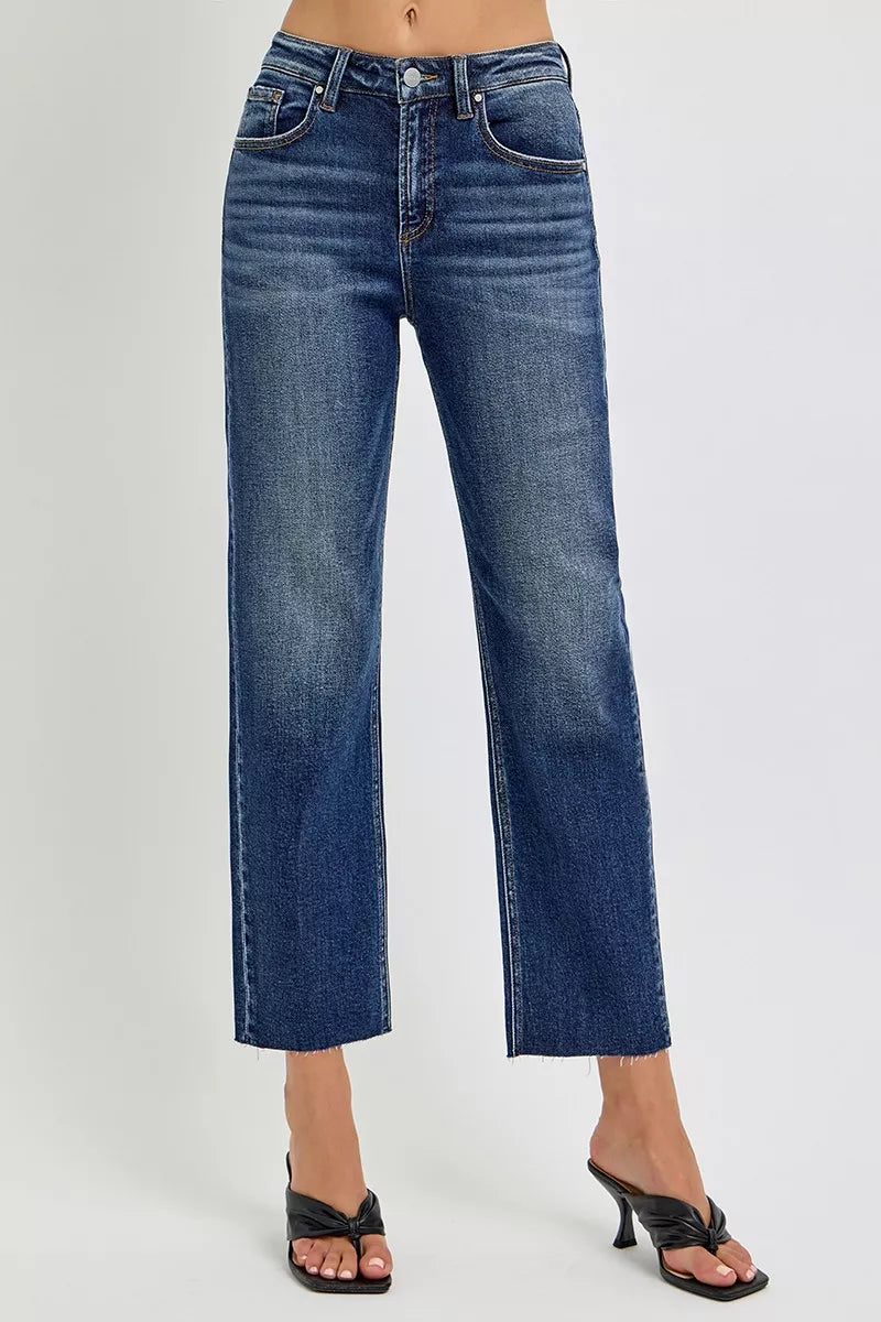 RISEN High Rise Slim Barrel Leg Jeans for Women