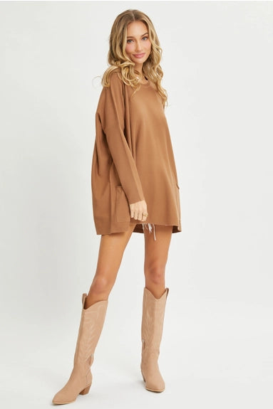 Oversize Round Neck Sweater Camel