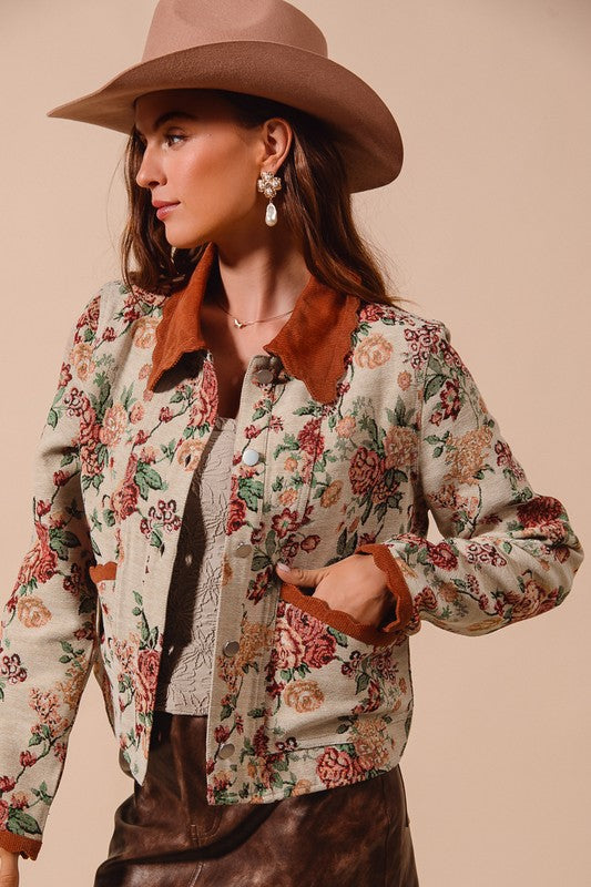 acka flower jacquard jacket（brown） Jane Floral Jacquard Jacket
