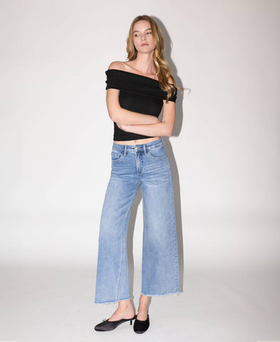 Loververt High Rise Wide Leg Ankle Jeans LV1771