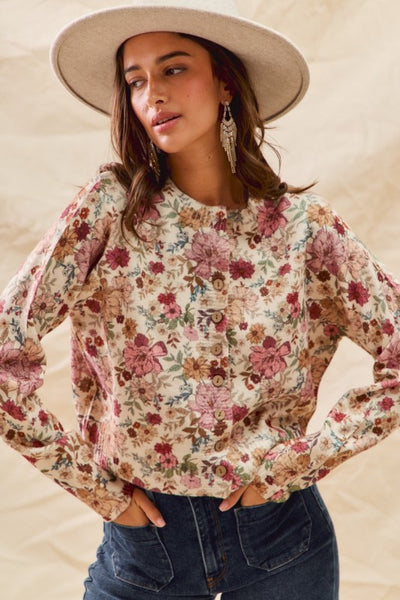 Floral Print Cardigan Sweater