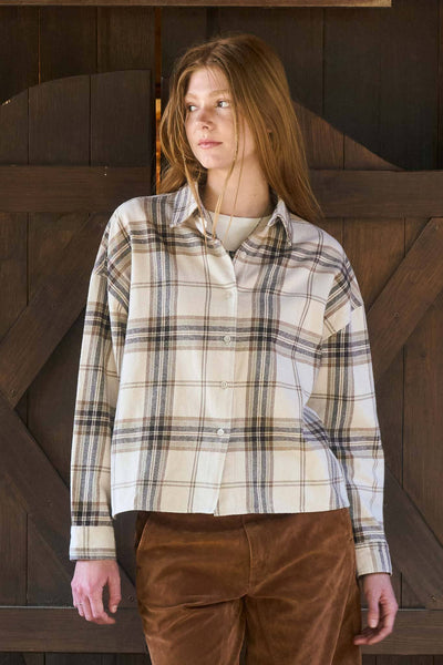 Plaid Boxy Button Down Khaki