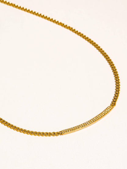 Pellerine 18K Gold CZ Bar Necklace