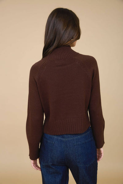 Malia Mock Neck Cropped Sweater Brown