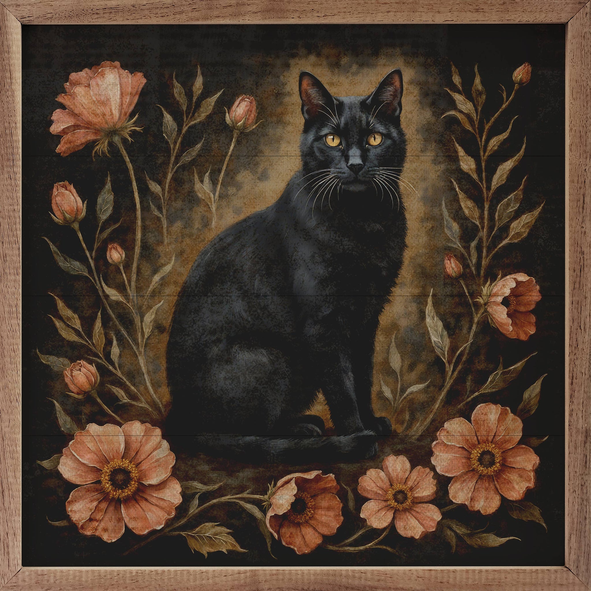 Floral Autumn Cat 8x8