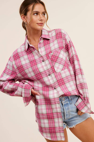 Soft Plaid Shirt Candy Pink