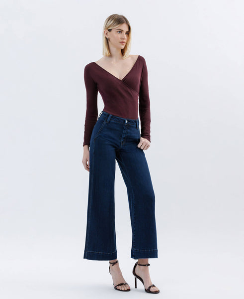 High Rise Ankle Wide Leg Jeans F5923