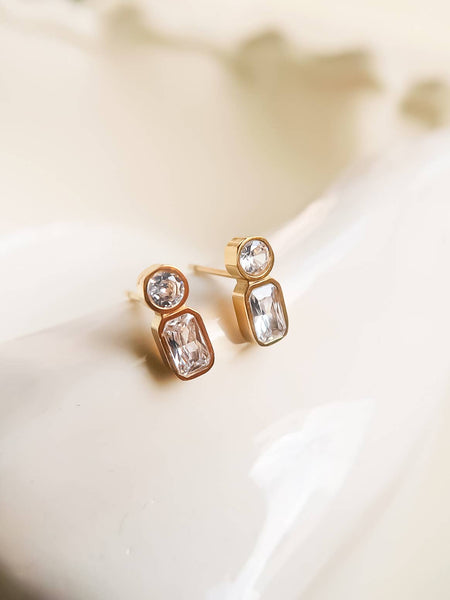 Zaid Mini CZ Stud Earrings in 18K Gold