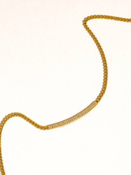 Pellerine 18K Gold CZ Bar Necklace