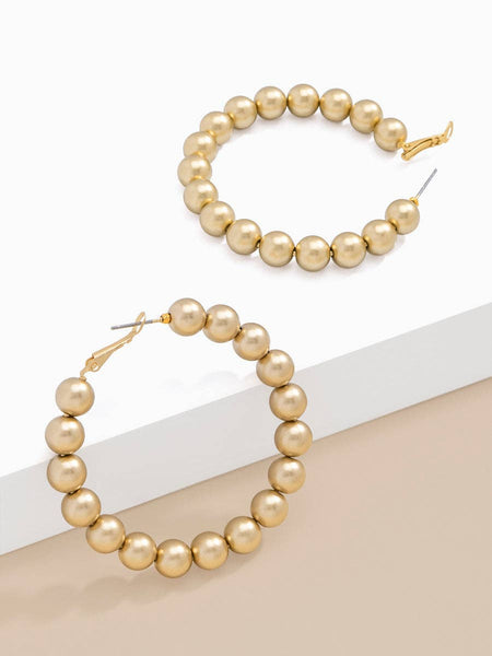 Large Chunky Metal Beaded Hoop Earring