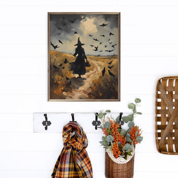 Witch On Path Sign 8x10