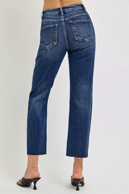 RISEN High Rise Slim Barrel Leg Jeans for Women
