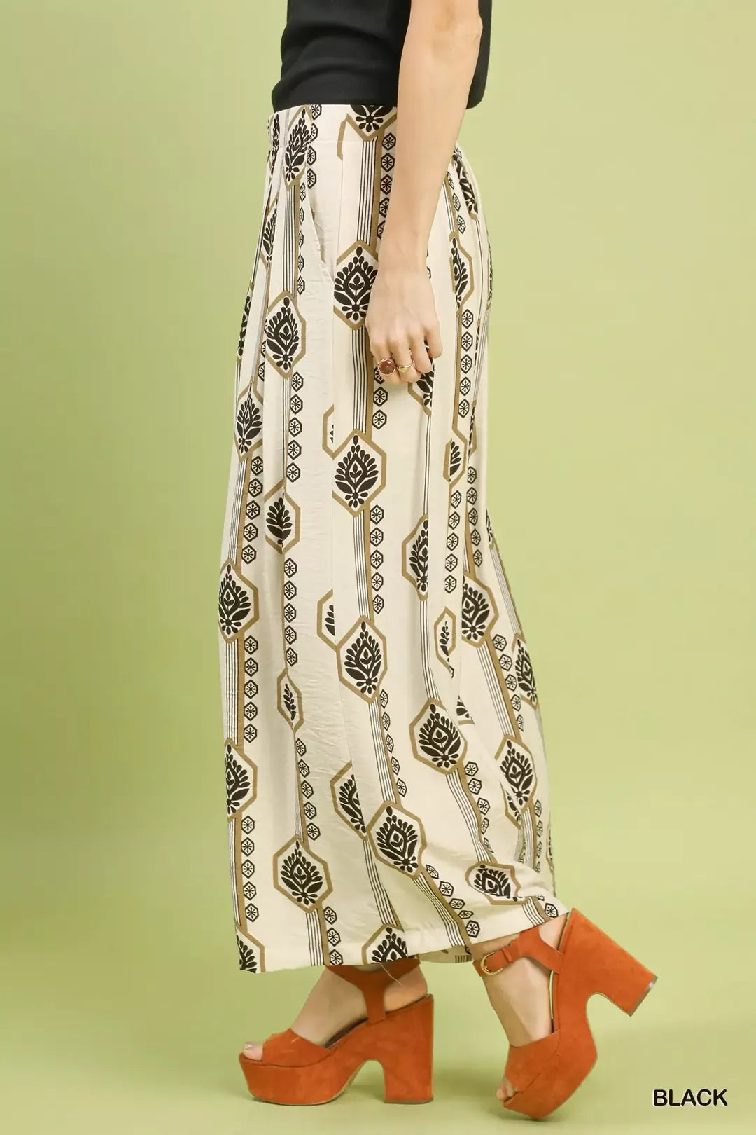 Boho Geometric Wide Leg Pants for Women