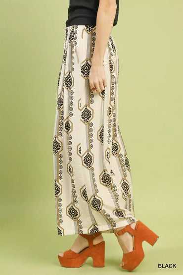 Boho Geometric Wide Leg Pants for Women