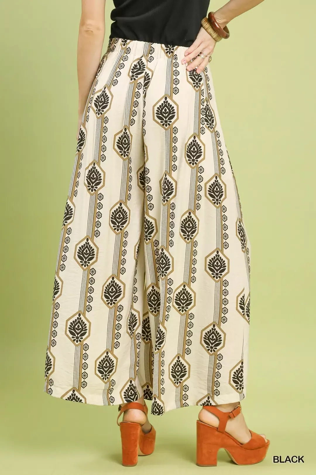 Boho Geometric Wide Leg Pants for Women